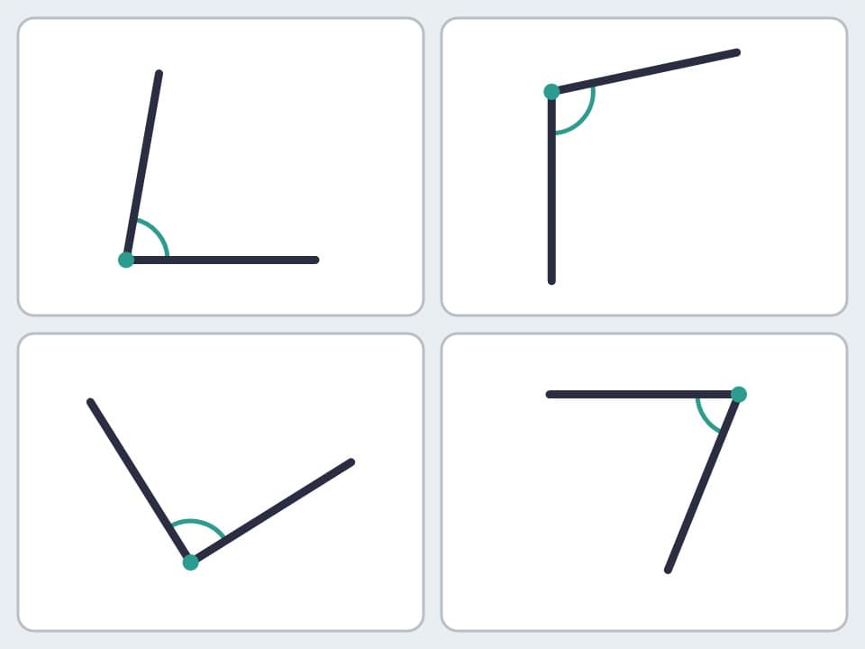Card: Tap the right angle. Four angles, one tilted.