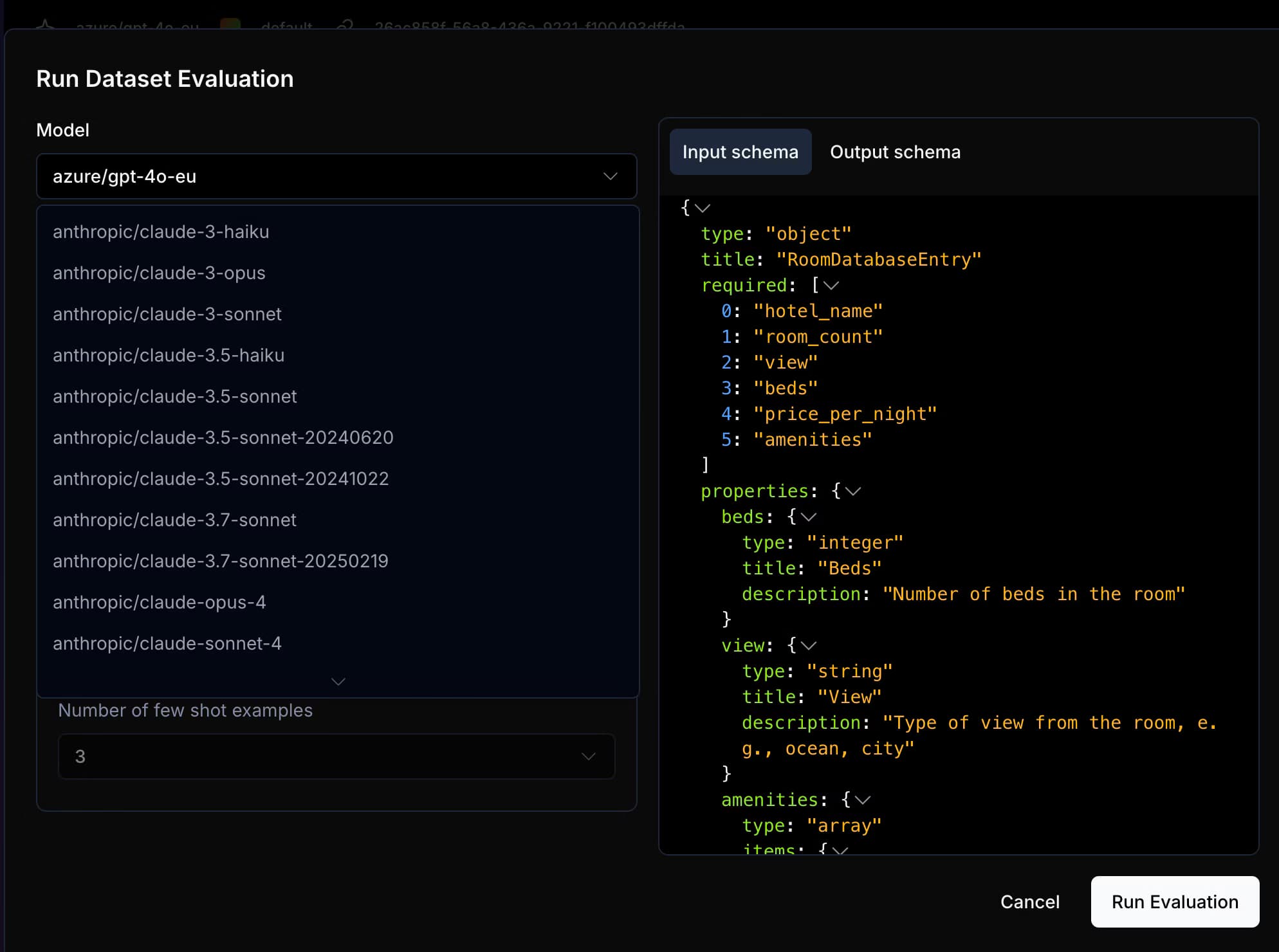 Running dataset evaluations