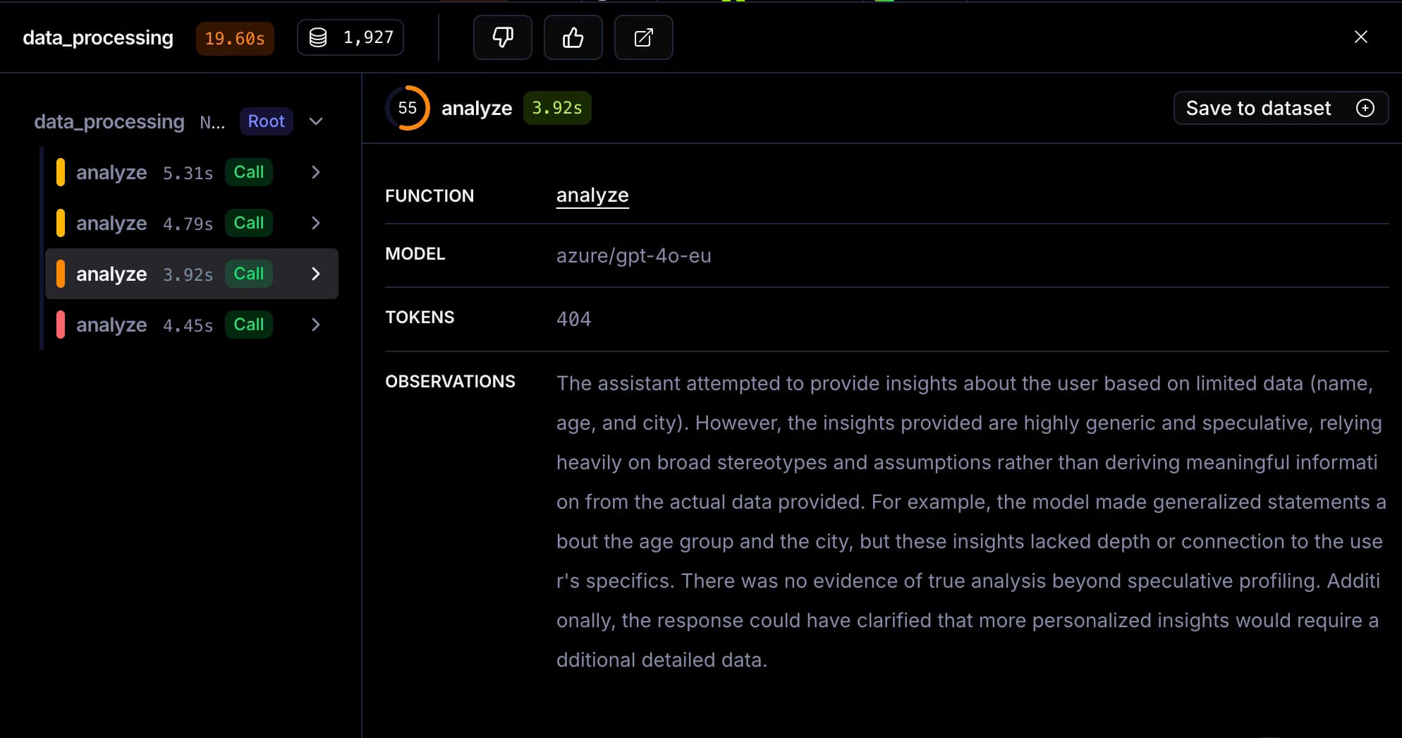 Automatic quality scoring and observations in action