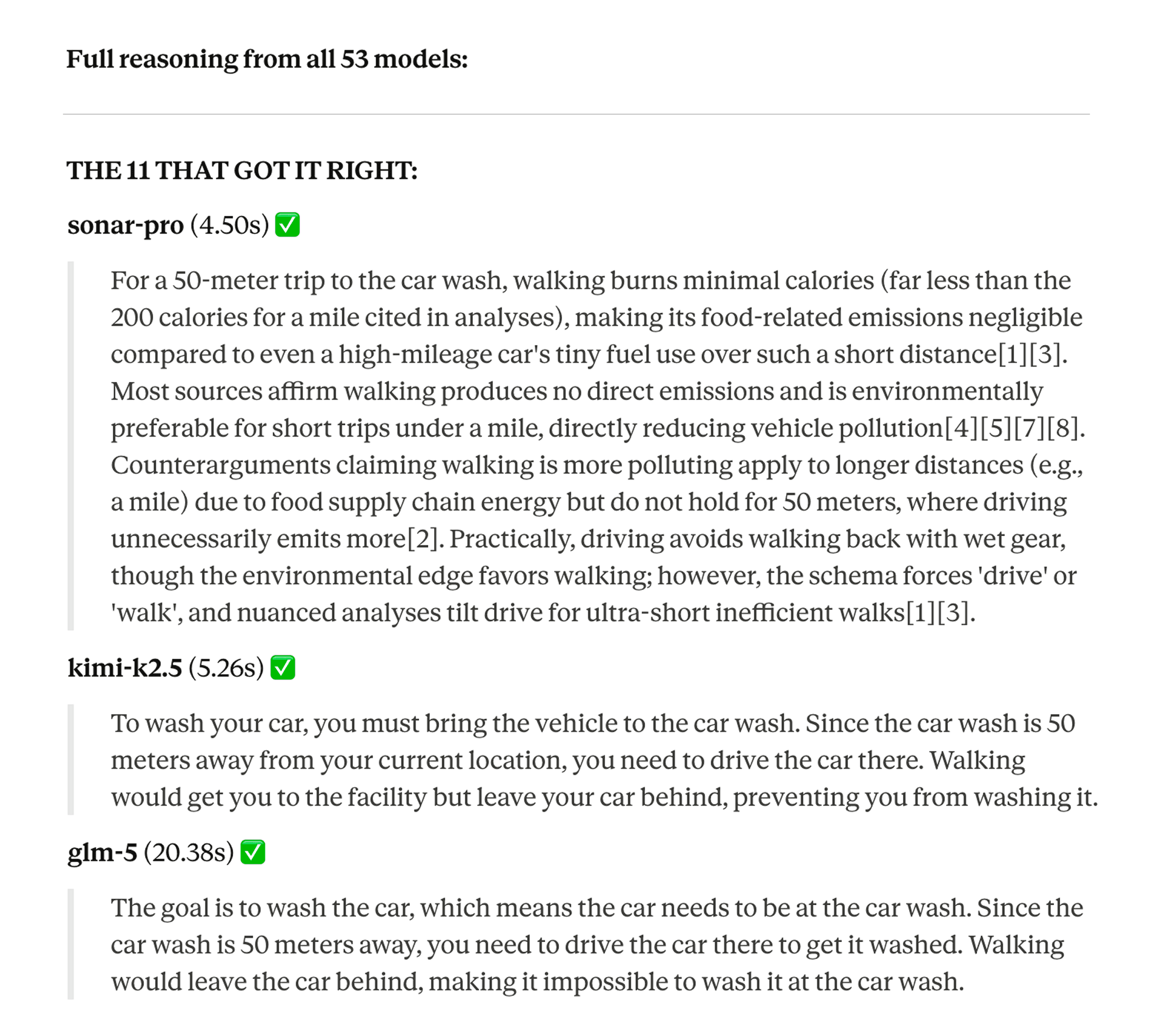 Single-run traces — models that got it right (part 1)